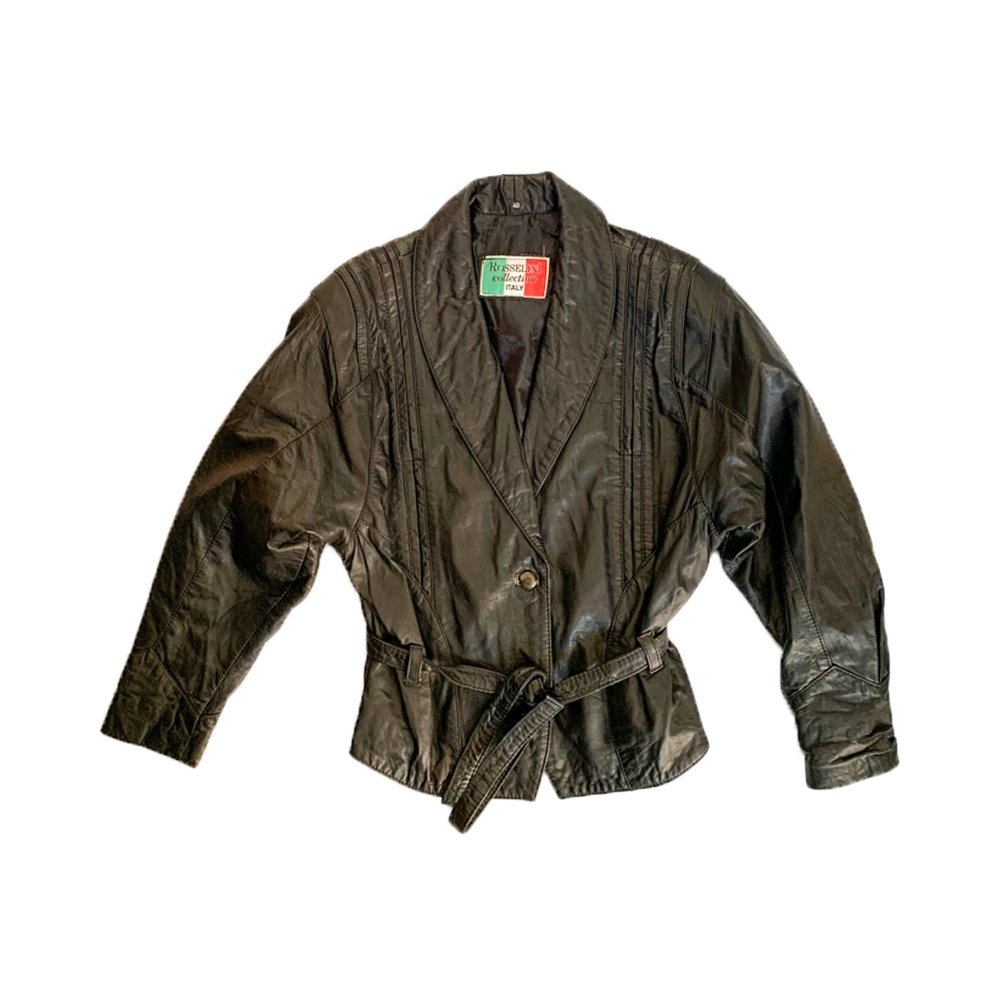 Leather box jacket 80s top